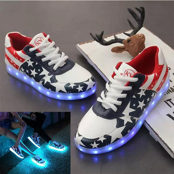 LED Shoes Mens American Flag Low Top